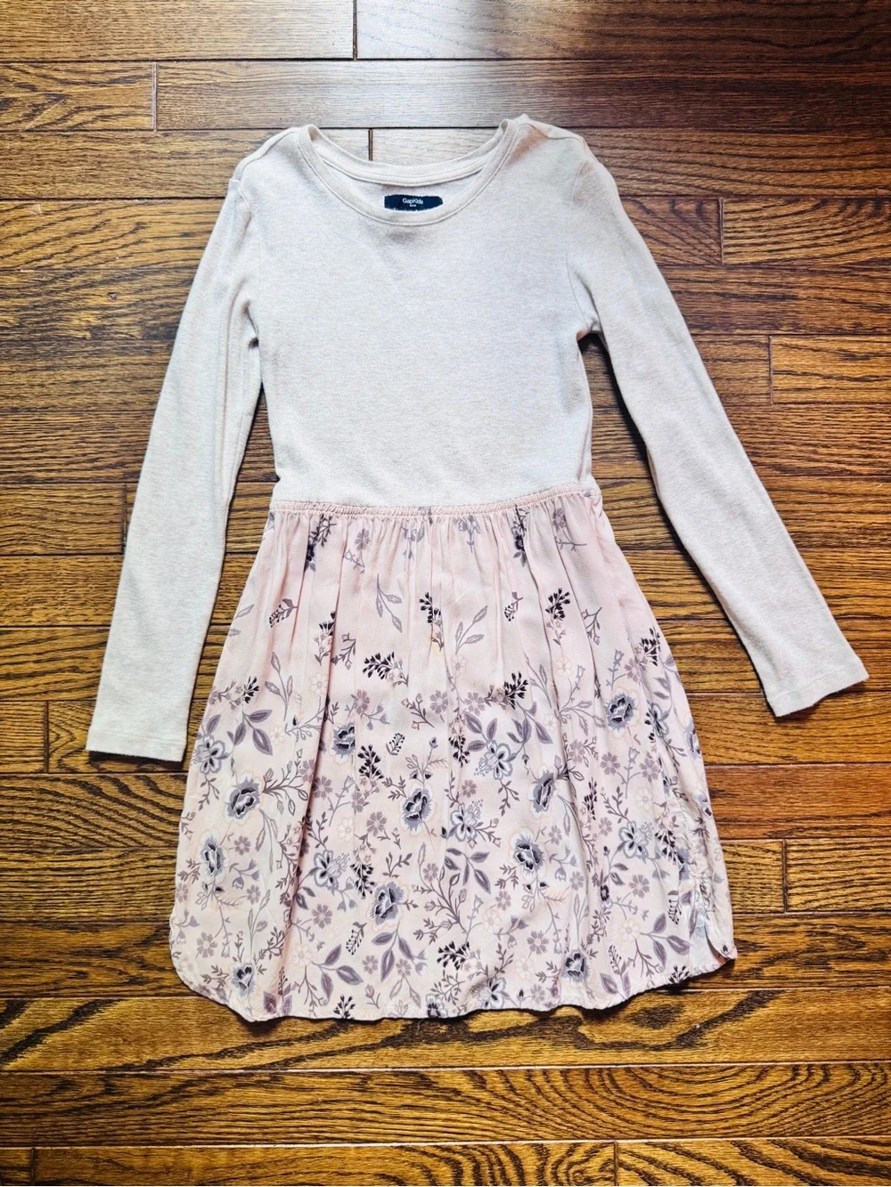 GAP Long Sleeve Pink Floral Knit-Top Dress